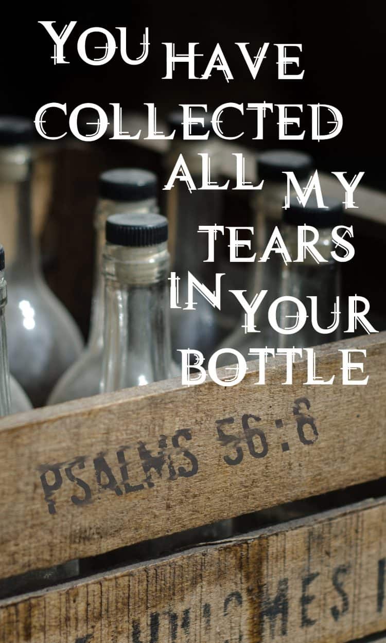 You have collected all my tears in Your bottle. Psalms 56:6