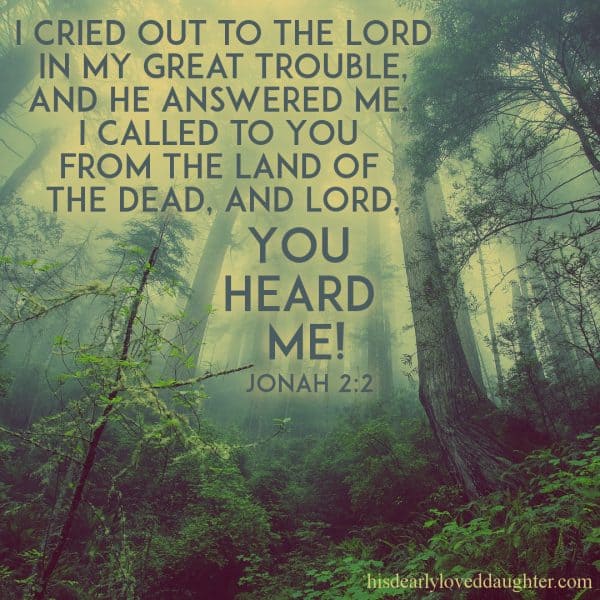 I cried out to the Lord in my great trouble and He answered me. I called to You from the land of the dead, and Lord, You heard me! Jonah 2:2