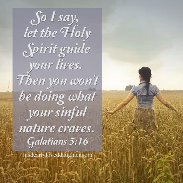 So I say, let the Holy Spirit guide your lives. Then you won't be doing what your sinful nature craves. Galatians 5:16