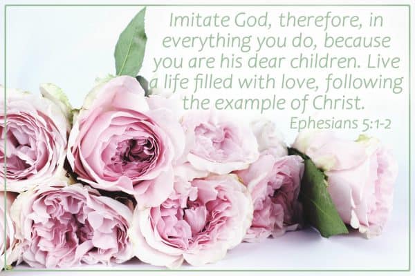 Imitate God, therefore, in everything you do, because you are His dear children. Live a life filled with love, following the example of Christ. Ephesians 5:1-2