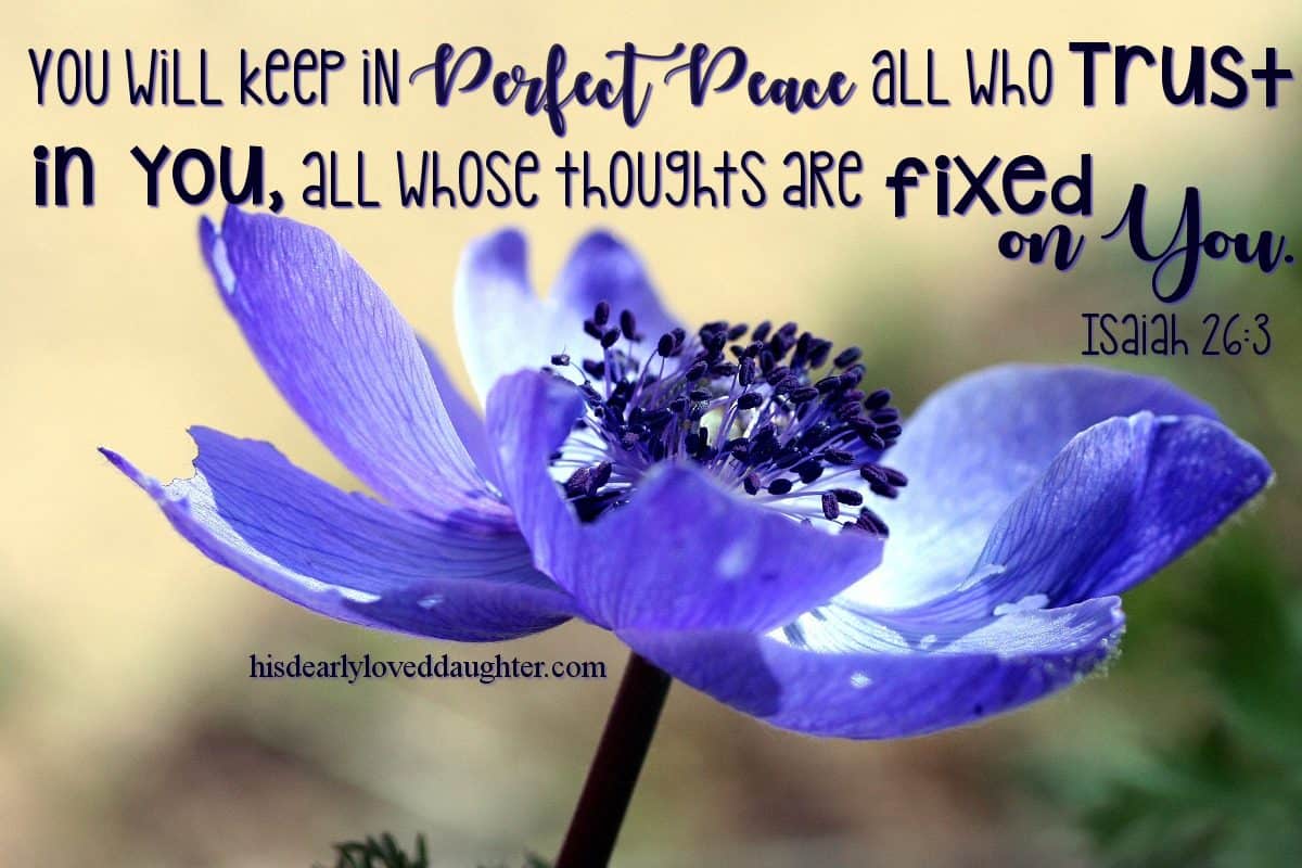 You will keep in perfect peace all who trust in You. All whose thoughts are fixed on You. Isaiah 26:3