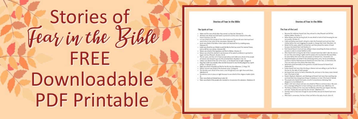Stories of Fear in the Bible Downloadable PDF Printable